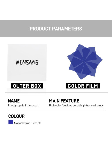Filtros de Luz Gel Winsang WS-6 20x20cm Azul Trans 8 Piezas
