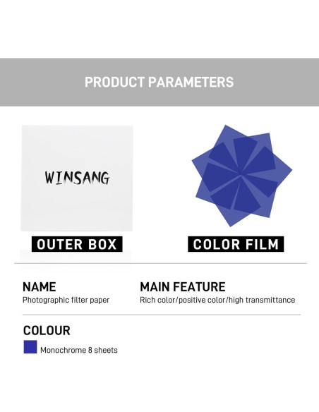 Filtros de Luz Gel Winsang WS-6 20x20cm Azul Trans 8 Piezas