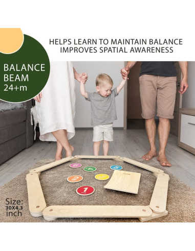 Conjunto de Juego Interior Quokka BalanceSet - Viga y Discos de Madera