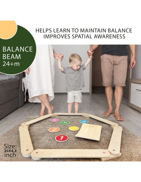 Conjunto de Juego Interior Quokka BalanceSet - Viga y Discos de Madera