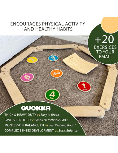 Conjunto de Juego Interior Quokka BalanceSet - Viga y Discos de Madera