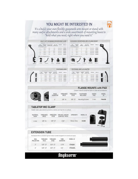 Brazo de extensión flexible 48 cm Angksorm BW3015 para micrófono Brazo de extensión flexible 48 cm Angksorm BW3015 para micrófono