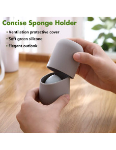 Soporte para Esponja de Maquillaje BEZOX Gris - Estuche de Silicona 2