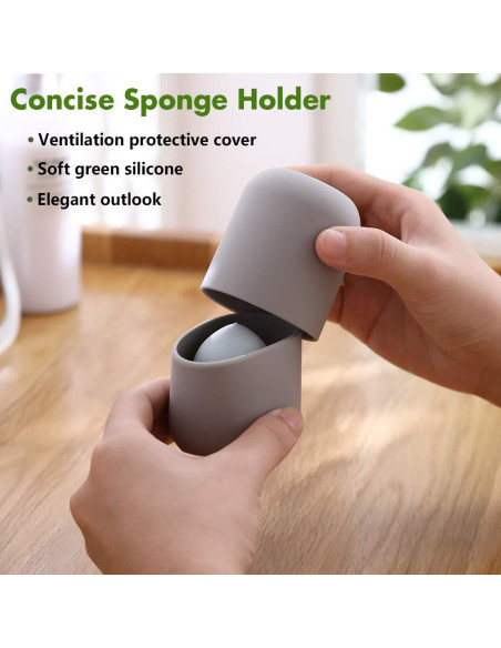 Soporte para Esponja de Maquillaje BEZOX Gris - Estuche de Silicona
