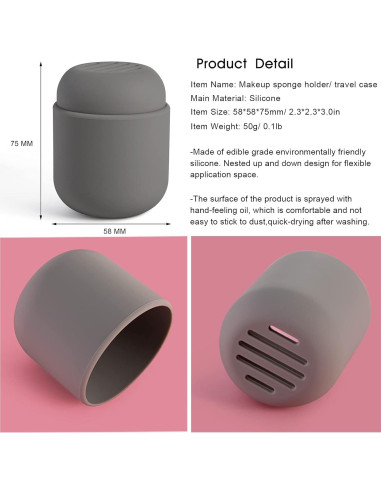 Soporte para Esponja de Maquillaje BEZOX Gris - Estuche de Silicona