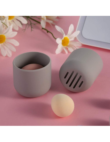 Soporte para Esponja de Maquillaje BEZOX Gris - Estuche de Silicona
