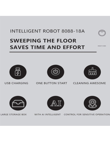 Aspiradora Robot 3 en 1 Genérico Modelo 8088 1000Pa Blanco