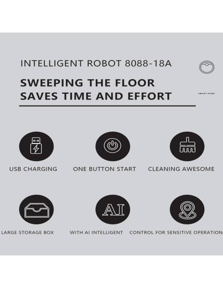 Aspiradora Robot 3 en 1 Genérico Modelo 8088 1000Pa Blanco