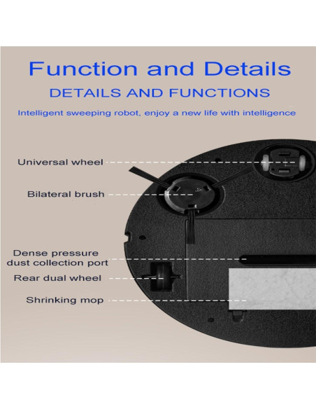 Aspiradora Robot 3 en 1 Genérico Modelo 8088 1000Pa Blanco