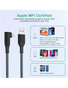 Cable de Carga Lightning Bawanfa 6.1m Ángulo Recto MFi iPhone 2