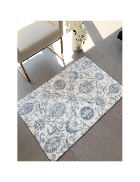Alfombra de Área Maples Rugs Blooming Damask 116x76 cm Gris/Azul
