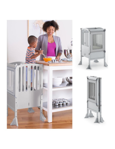 Taburete de Cocina Plegable Guidecraft Gris - Altura Ajustable