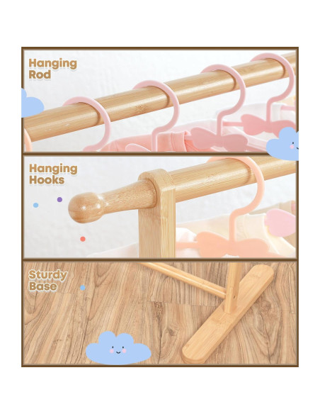 Perchero de Bambú para Niños Relquorax - Doble Poste 75 cm Perchero de Bambú para Niños Relquorax - Doble Poste 75 cm