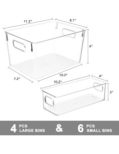 Juego de 10 Contenedores de Almacenamiento Tiawudi - 4 Grandes y 6 Pequeños 2