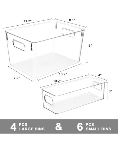 Juego de 10 Contenedores de Almacenamiento Tiawudi - 4 Grandes y 6 Pequeños