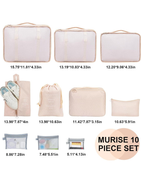 Cubes de Empaque para Viaje FACONSI - Set de 10 Bolsas Organizadoras