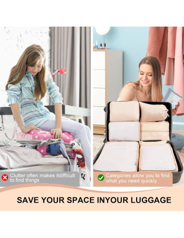 Cubes de Empaque para Viaje FACONSI - Set de 10 Bolsas Organizadoras