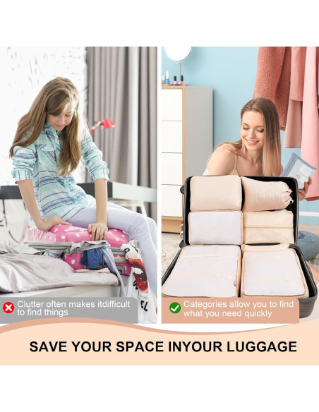 Cubes de Empaque para Viaje FACONSI - Set de 10 Bolsas Organizadoras