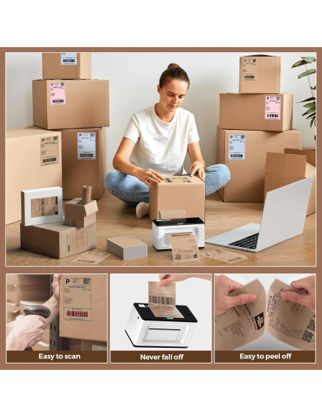 Etiquetas Térmicas MUNBYN Marrón 101.6x152.4mm 220 Hojas