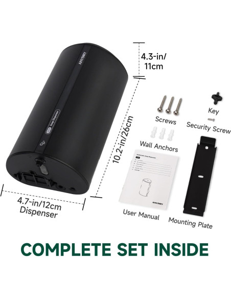 Dispensador Automático de Jabón Líquido AnyDry 850ml Negro