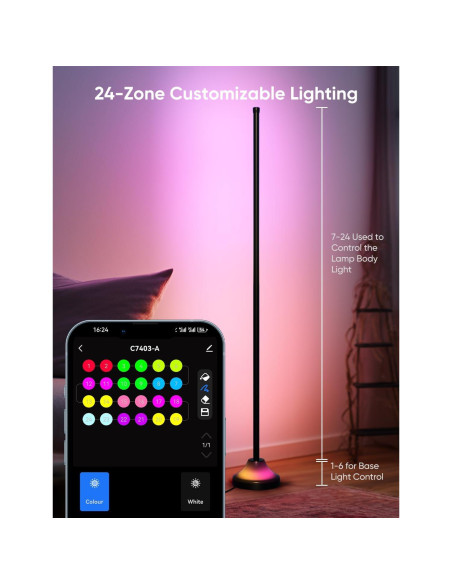 Lámpara de Pie Esquina Inteligente RGBIC 20W 1100lm - APPECK