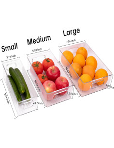 6 Organizadores de Refrigerador ZHOHO TANT, 3 Tamaños, Apilables 2