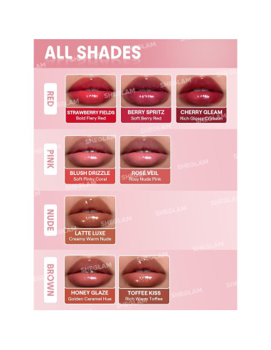 Brillo Labial Hidratante SHEGLAM Cereza Brillante 17.86g