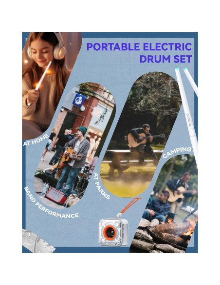 Set de Batería Electrónica Portátil GAMSING GRA20AWHITE - Silenciosa y Práctica