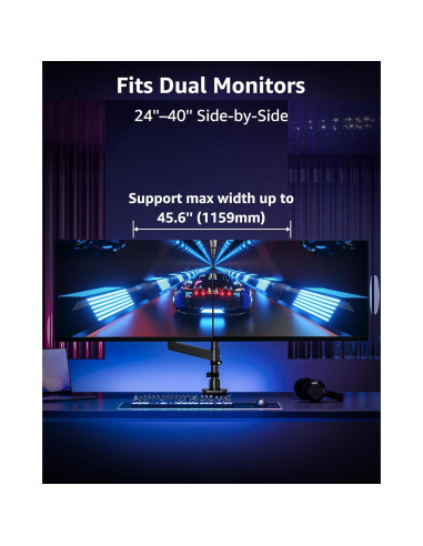 Soporte Doble para Monitores MOUNTUP 49" Curvos Ajustable