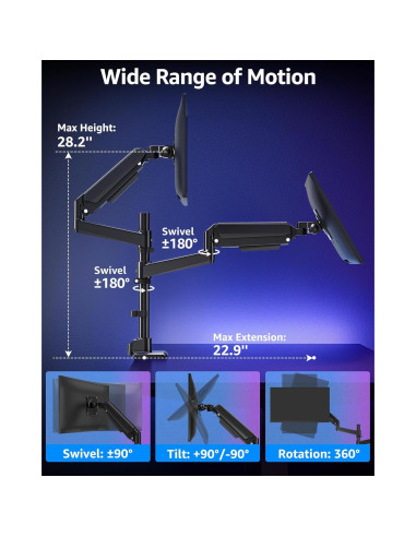Soporte Doble para Monitores MOUNTUP 49" Curvos Ajustable