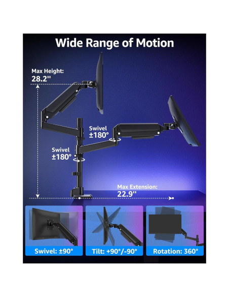 Soporte Doble para Monitores MOUNTUP 49" Curvos Ajustable
