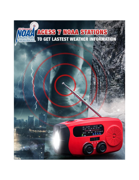 Radio de Emergencia Manivela Emgykit 2000mAh AM/FM NOAA LED SOS