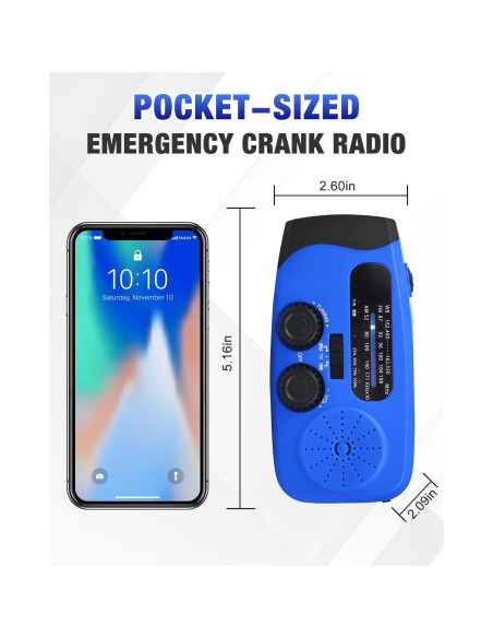 Radio de Emergencia Manivela Emgykit 2000mAh AM/FM NOAA LED SOS