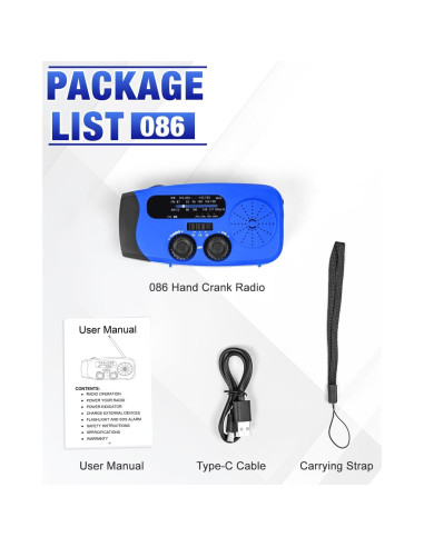 Radio de Emergencia Manivela Emgykit 2000mAh AM/FM NOAA LED SOS