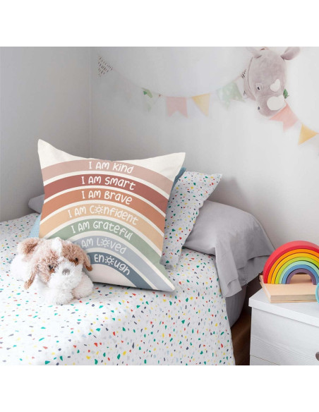 Fundas de Cojín QIYUHOY Arcoíris 45x45 cm con Afirmaciones Fundas de Cojín QIYUHOY Arcoíris 45x45 cm con Afirmaciones