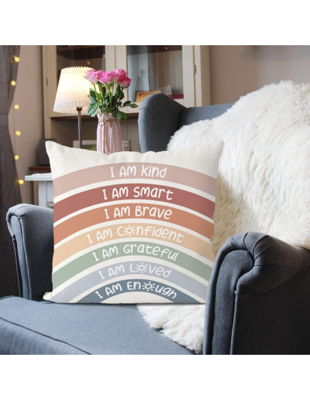 Fundas de Cojín QIYUHOY Arcoíris 45x45 cm con Afirmaciones Fundas de Cojín QIYUHOY Arcoíris 45x45 cm con Afirmaciones