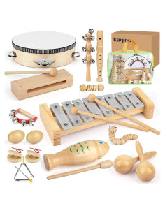 Instrumentos Musicales de Madera Kaqinu 23 Piezas para Niños