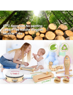 Instrumentos Musicales de Madera Kaqinu 23 Piezas para Niños 2