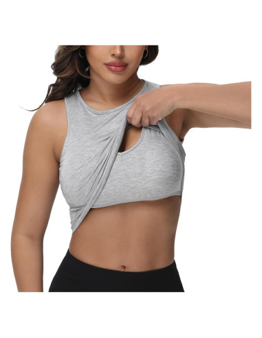 Sujetador de Lactancia Bhome para Mujeres - Top de Tanque Gris Grande