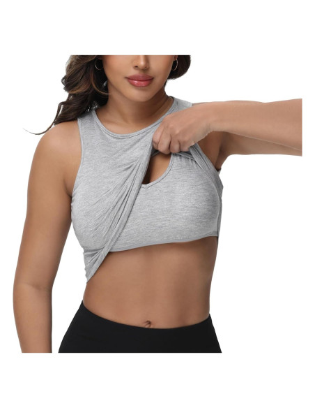 Sujetador de Lactancia Bhome para Mujeres - Top de Tanque Gris Grande