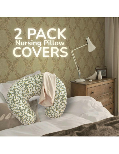 2 Fundas de Almohada de Lactancia Boppy Ultra Suaves Beige Floral
