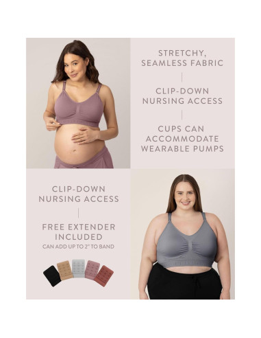 Sostén de Lactancia Sin Costuras Kindred Bravely - Mediano Negro