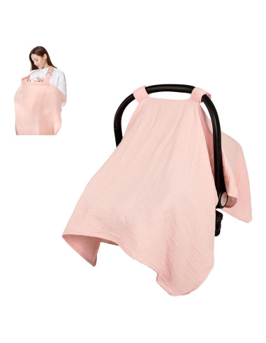 Cubierta de Asiento de Auto Muselina Rosa Bebés 119x91 cm