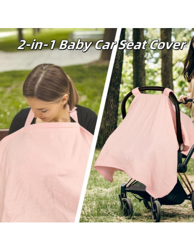 Cubierta de Asiento de Auto Muselina Rosa Bebés 119x91 cm