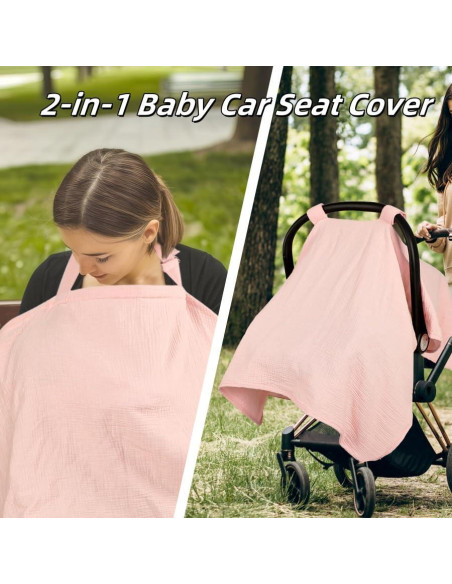 Cubierta de Asiento de Auto Muselina Rosa Bebés 119x91 cm