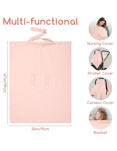 Cubierta de Asiento de Auto Muselina Rosa Bebés 119x91 cm