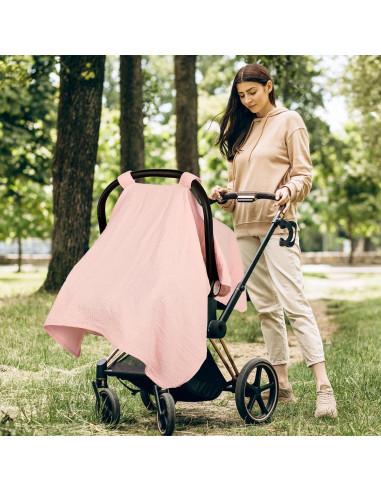 Cubierta de Asiento de Auto Muselina Rosa Bebés 119x91 cm