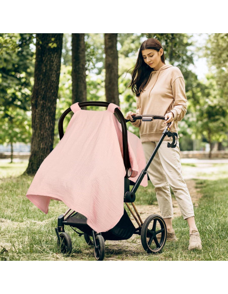 Cubierta de Asiento de Auto Muselina Rosa Bebés 119x91 cm