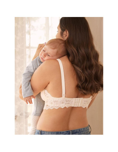 Sostén de Encaje para Mujer Momanda 38D Marfil Lactancia