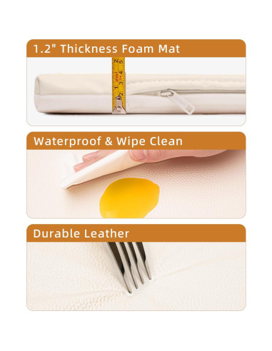 Alfombra de Juego Acolchada 127x127 cm Franela PU Beige